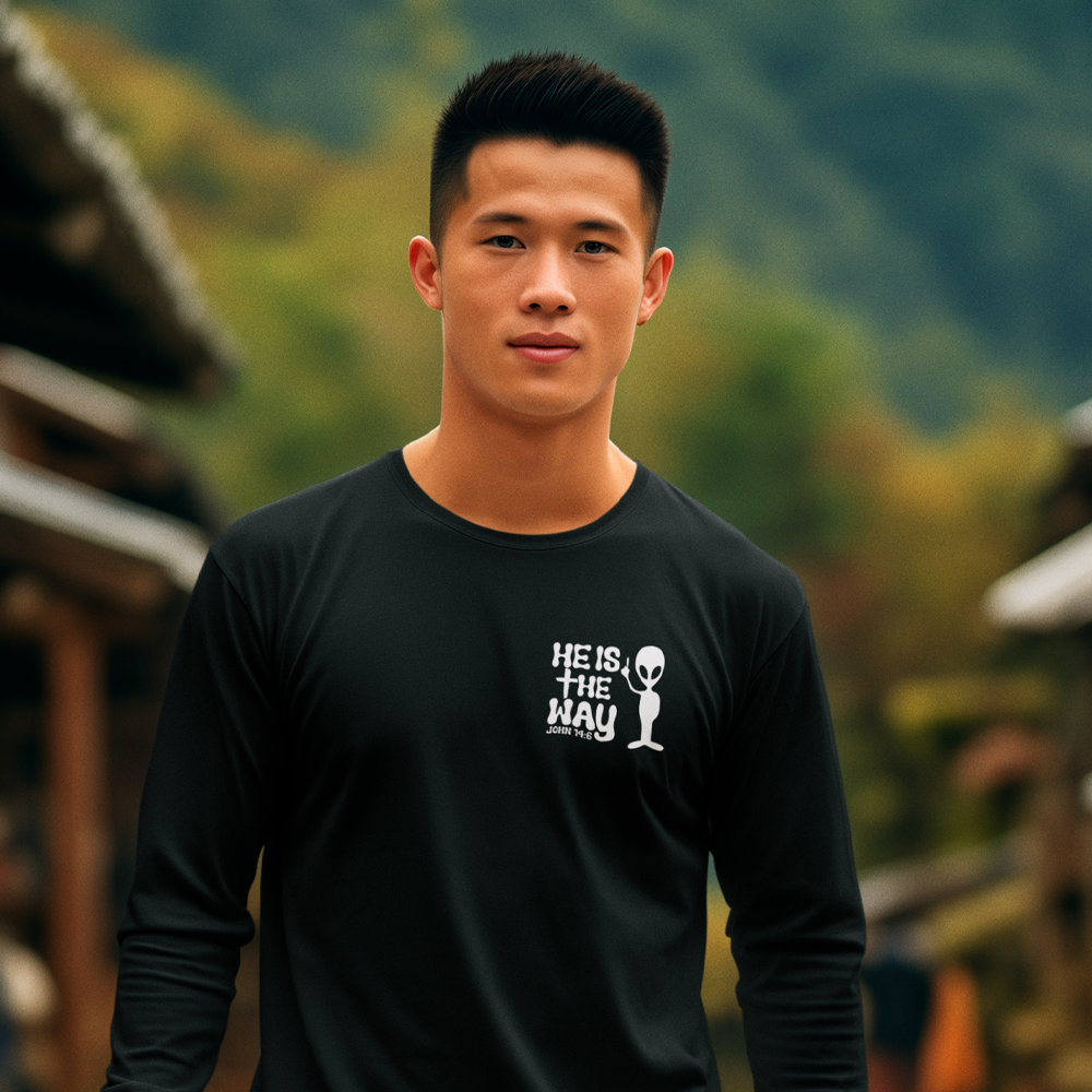 He is the Way White Alien Long Sleeve Shirt