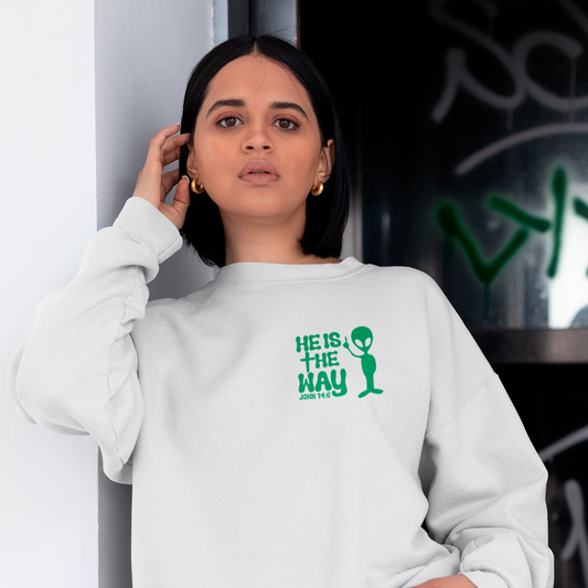He is the Way Green Alien Crewneck Sweatshirt