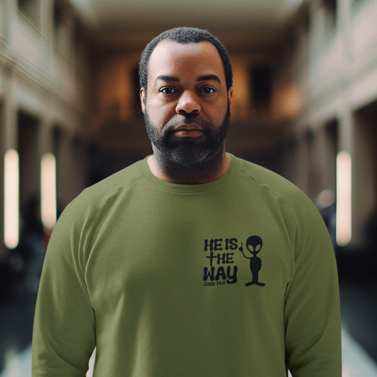 He is the Way White Alien Crewneck Sweatshirt